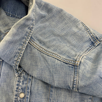 【中古品】【メンズ】 REMI RELIEF レミレリーフ DENIM WESTERN LS SHIRT デニム ウエスタン ロングスリーブ シャツ トップス 長袖 145-260807-cs-14-izu サイズ：M カラー：ライトインディゴ 万代Net店