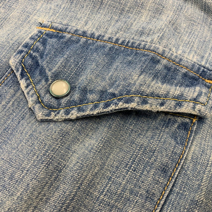【中古品】【メンズ】 REMI RELIEF レミレリーフ DENIM WESTERN LS SHIRT デニム ウエスタン ロングスリーブ シャツ トップス 長袖 145-260807-cs-14-izu サイズ：M カラー：ライトインディゴ 万代Net店