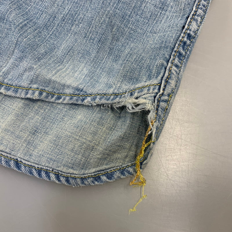 【中古品】【メンズ】 REMI RELIEF レミレリーフ DENIM WESTERN LS SHIRT デニム ウエスタン ロングスリーブ シャツ トップス 長袖 145-260807-cs-14-izu サイズ：M カラー：ライトインディゴ 万代Net店