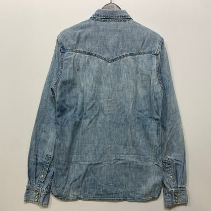 【中古品】【メンズ】 REMI RELIEF レミレリーフ DENIM WESTERN LS SHIRT デニム ウエスタン ロングスリーブ シャツ トップス 長袖 145-260807-cs-14-izu サイズ：M カラー：ライトインディゴ 万代Net店