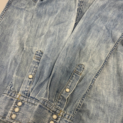 【中古品】【メンズ】 REMI RELIEF レミレリーフ DENIM WESTERN LS SHIRT デニム ウエスタン ロングスリーブ シャツ トップス 長袖 145-260807-cs-14-izu サイズ：M カラー：ライトインディゴ 万代Net店