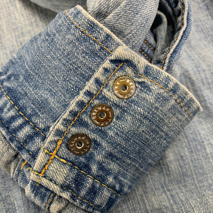 【中古品】【メンズ】 REMI RELIEF レミレリーフ DENIM WESTERN LS SHIRT デニム ウエスタン ロングスリーブ シャツ トップス 長袖 145-260807-cs-14-izu サイズ：M カラー：ライトインディゴ 万代Net店