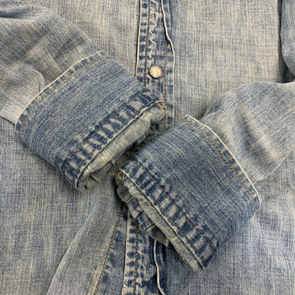 【中古品】【メンズ】 REMI RELIEF レミレリーフ DENIM WESTERN LS SHIRT デニム ウエスタン ロングスリーブ シャツ トップス 長袖 145-260807-cs-14-izu サイズ：M カラー：ライトインディゴ 万代Net店