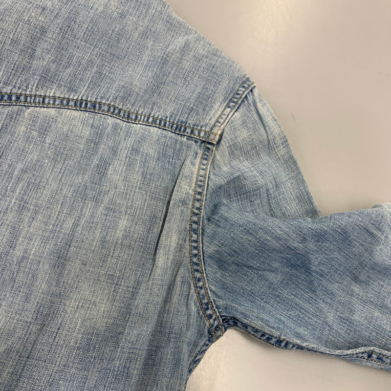 【中古品】【メンズ】 REMI RELIEF レミレリーフ DENIM WESTERN LS SHIRT デニム ウエスタン ロングスリーブ シャツ トップス 長袖 145-260807-cs-14-izu サイズ：M カラー：ライトインディゴ 万代Net店