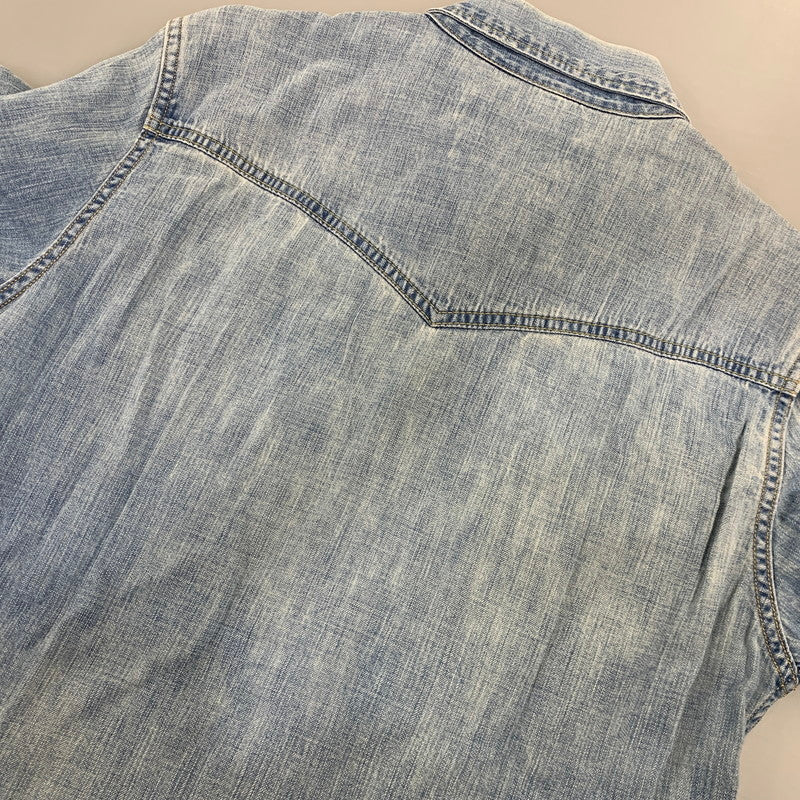 【中古品】【メンズ】 REMI RELIEF レミレリーフ DENIM WESTERN LS SHIRT デニム ウエスタン ロングスリーブ シャツ トップス 長袖 145-260807-cs-14-izu サイズ：M カラー：ライトインディゴ 万代Net店