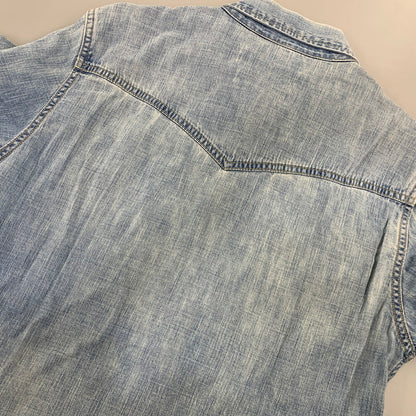 【中古品】【メンズ】 REMI RELIEF レミレリーフ DENIM WESTERN LS SHIRT デニム ウエスタン ロングスリーブ シャツ トップス 長袖 145-260807-cs-14-izu サイズ：M カラー：ライトインディゴ 万代Net店