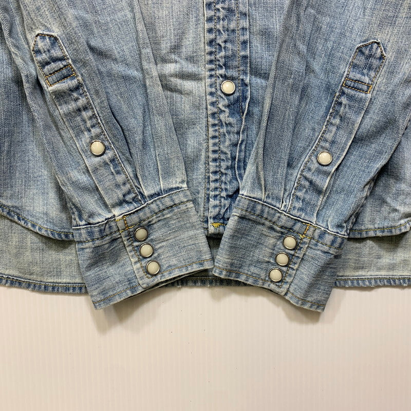 【中古品】【メンズ】 REMI RELIEF レミレリーフ DENIM WESTERN LS SHIRT デニム ウエスタン ロングスリーブ シャツ トップス 長袖 145-260807-cs-14-izu サイズ：M カラー：ライトインディゴ 万代Net店