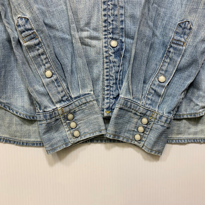 【中古品】【メンズ】 REMI RELIEF レミレリーフ DENIM WESTERN LS SHIRT デニム ウエスタン ロングスリーブ シャツ トップス 長袖 145-260807-cs-14-izu サイズ：M カラー：ライトインディゴ 万代Net店