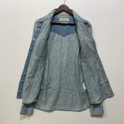 【中古品】【メンズ】 REMI RELIEF レミレリーフ DENIM WESTERN LS SHIRT デニム ウエスタン ロングスリーブ シャツ トップス 長袖 145-260807-cs-14-izu サイズ：M カラー：ライトインディゴ 万代Net店