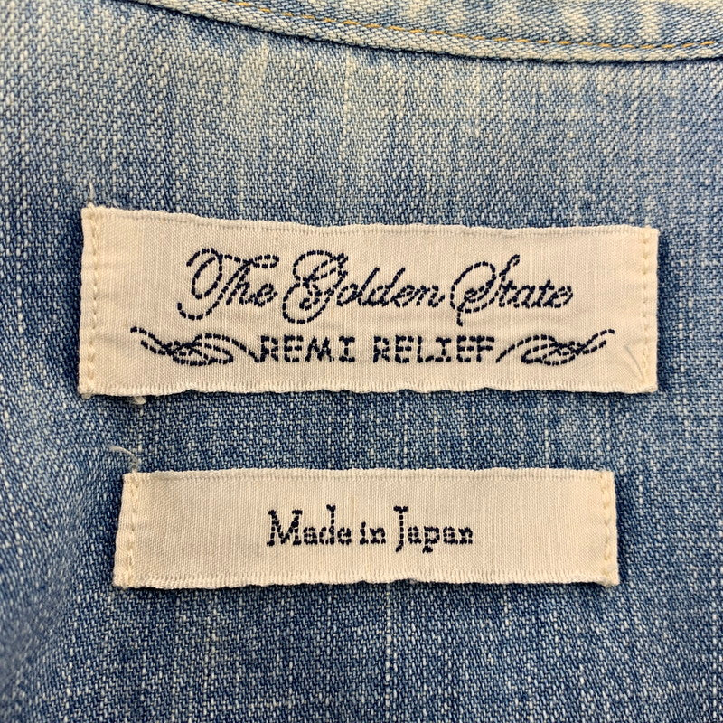 【中古品】【メンズ】 REMI RELIEF レミレリーフ DENIM WESTERN LS SHIRT デニム ウエスタン ロングスリーブ シャツ トップス 長袖 145-260807-cs-14-izu サイズ：M カラー：ライトインディゴ 万代Net店