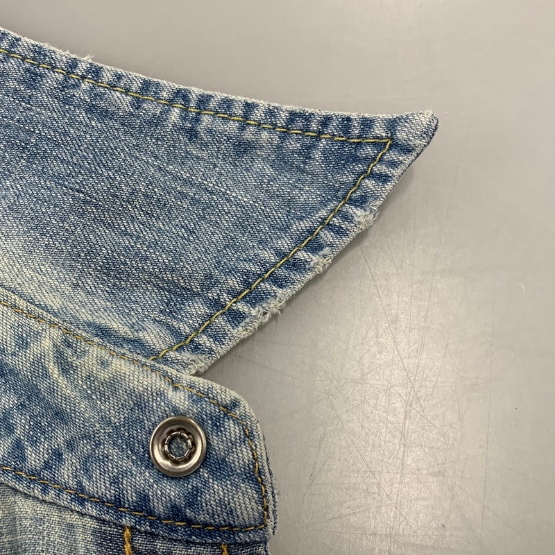 【中古品】【メンズ】 REMI RELIEF レミレリーフ DENIM WESTERN LS SHIRT デニム ウエスタン ロングスリーブ シャツ トップス 長袖 145-260807-cs-14-izu サイズ：M カラー：ライトインディゴ 万代Net店