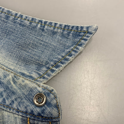 【中古品】【メンズ】 REMI RELIEF レミレリーフ DENIM WESTERN LS SHIRT デニム ウエスタン ロングスリーブ シャツ トップス 長袖 145-260807-cs-14-izu サイズ：M カラー：ライトインディゴ 万代Net店