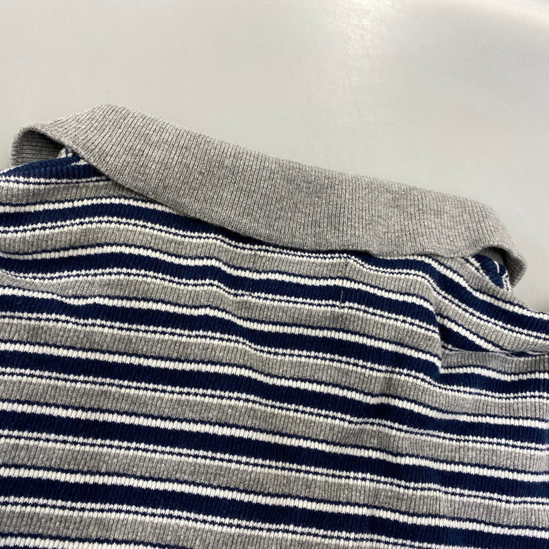 【中古品】【メンズ】 OLD STUSSY オールド ステューシー 紺タグ インド製 BORDER LS POLO SHIRT ボーダー ロングスリーブ ポロ シャツ トップス 長袖 142-260807-cs-03-izu サイズ：S カラー：グレー×ネイビー 万代Net店