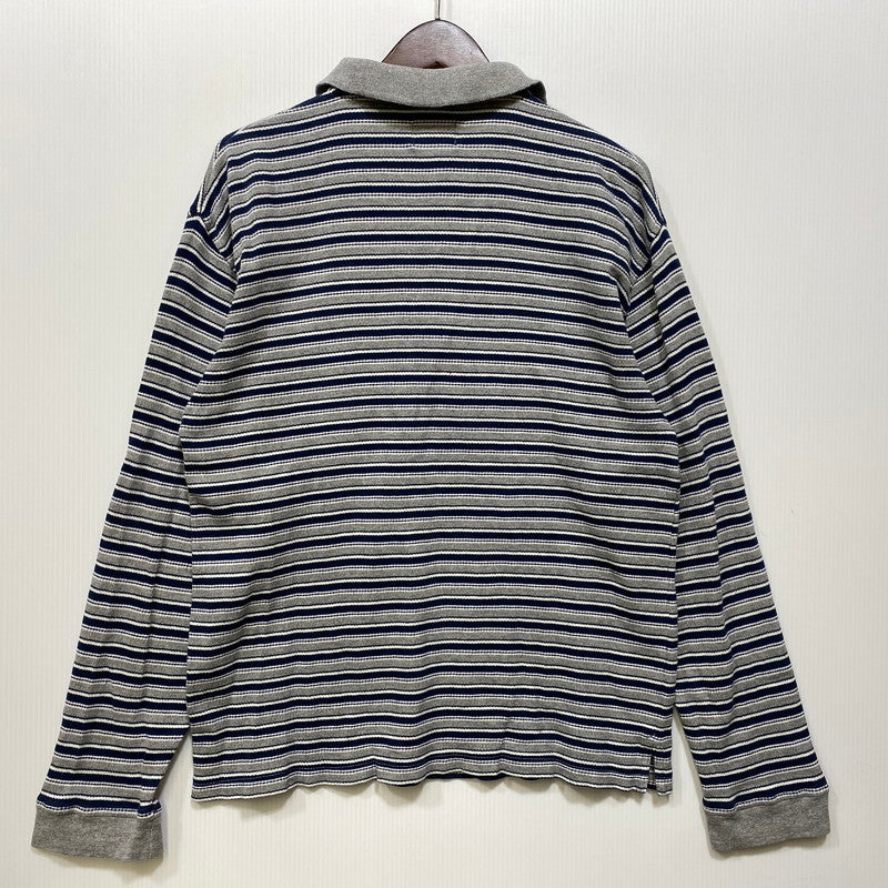 【中古品】【メンズ】 OLD STUSSY オールド ステューシー 紺タグ インド製 BORDER LS POLO SHIRT ボーダー ロングスリーブ ポロ シャツ トップス 長袖 142-260807-cs-03-izu サイズ：S カラー：グレー×ネイビー 万代Net店