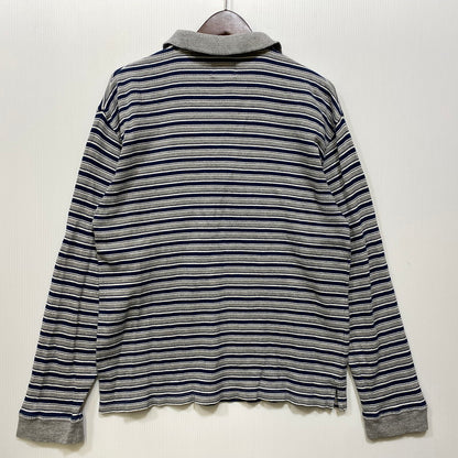 【中古品】【メンズ】 OLD STUSSY オールド ステューシー 紺タグ インド製 BORDER LS POLO SHIRT ボーダー ロングスリーブ ポロ シャツ トップス 長袖 142-260807-cs-03-izu サイズ：S カラー：グレー×ネイビー 万代Net店