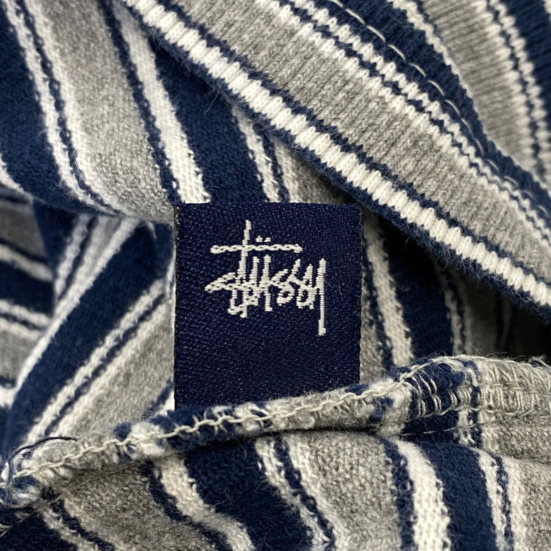 【中古品】【メンズ】 OLD STUSSY オールド ステューシー 紺タグ インド製 BORDER LS POLO SHIRT ボーダー ロングスリーブ ポロ シャツ トップス 長袖 142-260807-cs-03-izu サイズ：S カラー：グレー×ネイビー 万代Net店