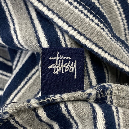 【中古品】【メンズ】 OLD STUSSY オールド ステューシー 紺タグ インド製 BORDER LS POLO SHIRT ボーダー ロングスリーブ ポロ シャツ トップス 長袖 142-260807-cs-03-izu サイズ：S カラー：グレー×ネイビー 万代Net店