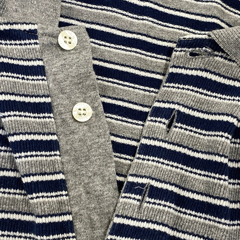 【中古品】【メンズ】 OLD STUSSY オールド ステューシー 紺タグ インド製 BORDER LS POLO SHIRT ボーダー ロングスリーブ ポロ シャツ トップス 長袖 142-260807-cs-03-izu サイズ：S カラー：グレー×ネイビー 万代Net店