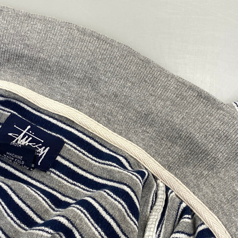 【中古品】【メンズ】 OLD STUSSY オールド ステューシー 紺タグ インド製 BORDER LS POLO SHIRT ボーダー ロングスリーブ ポロ シャツ トップス 長袖 142-260807-cs-03-izu サイズ：S カラー：グレー×ネイビー 万代Net店