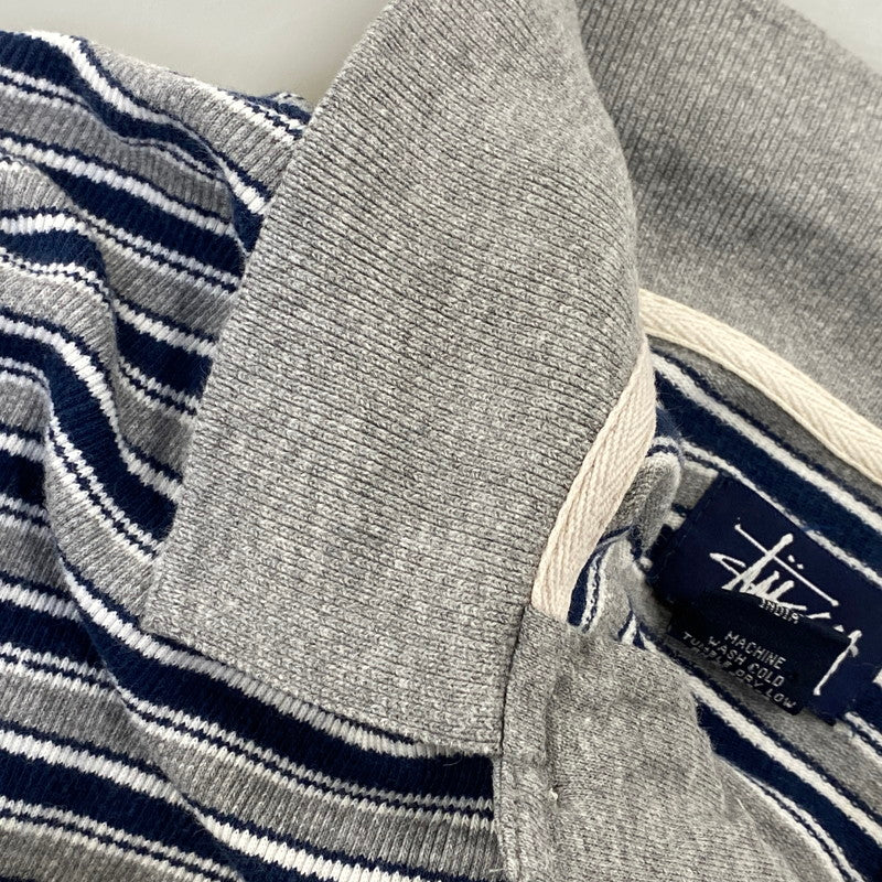 【中古品】【メンズ】 OLD STUSSY オールド ステューシー 紺タグ インド製 BORDER LS POLO SHIRT ボーダー ロングスリーブ ポロ シャツ トップス 長袖 142-260807-cs-03-izu サイズ：S カラー：グレー×ネイビー 万代Net店