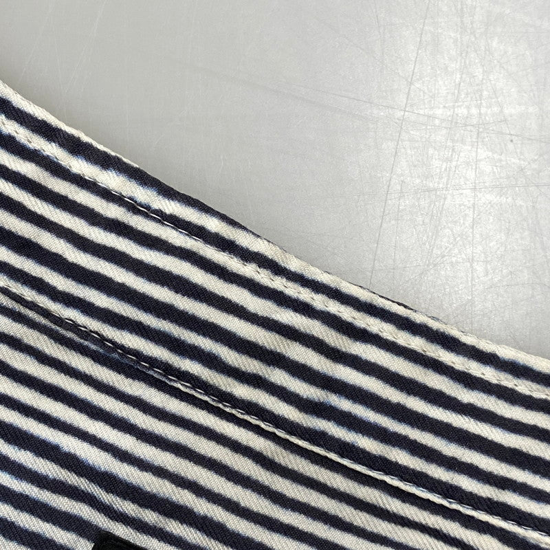 【中古品】【メンズ】 BANANATIME バナナタイム 300-004-04 SILK STRIPE NO COLLAR LS SHIRT シルク ストライプ ノーカラー ロングスリーブ シャツ トップス 長袖 140-260809-ya-06-izu サイズ：S カラー：ネイビー×ホワイト 万代Net店