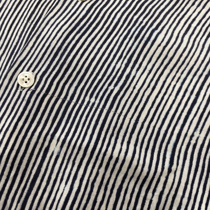 【中古品】【メンズ】 BANANATIME バナナタイム 300-004-04 SILK STRIPE NO COLLAR LS SHIRT シルク ストライプ ノーカラー ロングスリーブ シャツ トップス 長袖 140-260809-ya-06-izu サイズ：S カラー：ネイビー×ホワイト 万代Net店