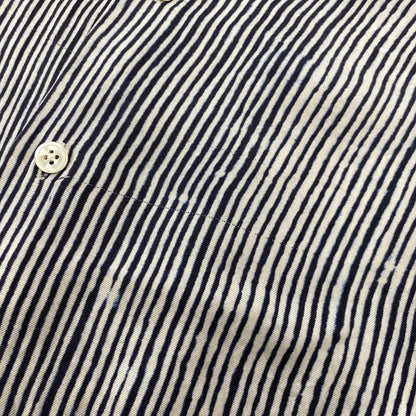 【中古品】【メンズ】 BANANATIME バナナタイム 300-004-04 SILK STRIPE NO COLLAR LS SHIRT シルク ストライプ ノーカラー ロングスリーブ シャツ トップス 長袖 140-260809-ya-06-izu サイズ：S カラー：ネイビー×ホワイト 万代Net店