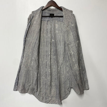 【中古品】【メンズ】 BANANATIME バナナタイム 300-004-04 SILK STRIPE NO COLLAR LS SHIRT シルク ストライプ ノーカラー ロングスリーブ シャツ トップス 長袖 140-260809-ya-06-izu サイズ：S カラー：ネイビー×ホワイト 万代Net店