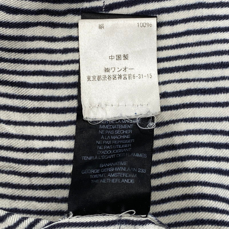 【中古品】【メンズ】 BANANATIME バナナタイム 300-004-04 SILK STRIPE NO COLLAR LS SHIRT シルク ストライプ ノーカラー ロングスリーブ シャツ トップス 長袖 140-260809-ya-06-izu サイズ：S カラー：ネイビー×ホワイト 万代Net店