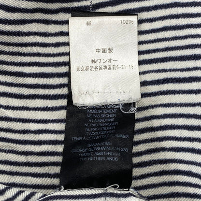 【中古品】【メンズ】 BANANATIME バナナタイム 300-004-04 SILK STRIPE NO COLLAR LS SHIRT シルク ストライプ ノーカラー ロングスリーブ シャツ トップス 長袖 140-260809-ya-06-izu サイズ：S カラー：ネイビー×ホワイト 万代Net店