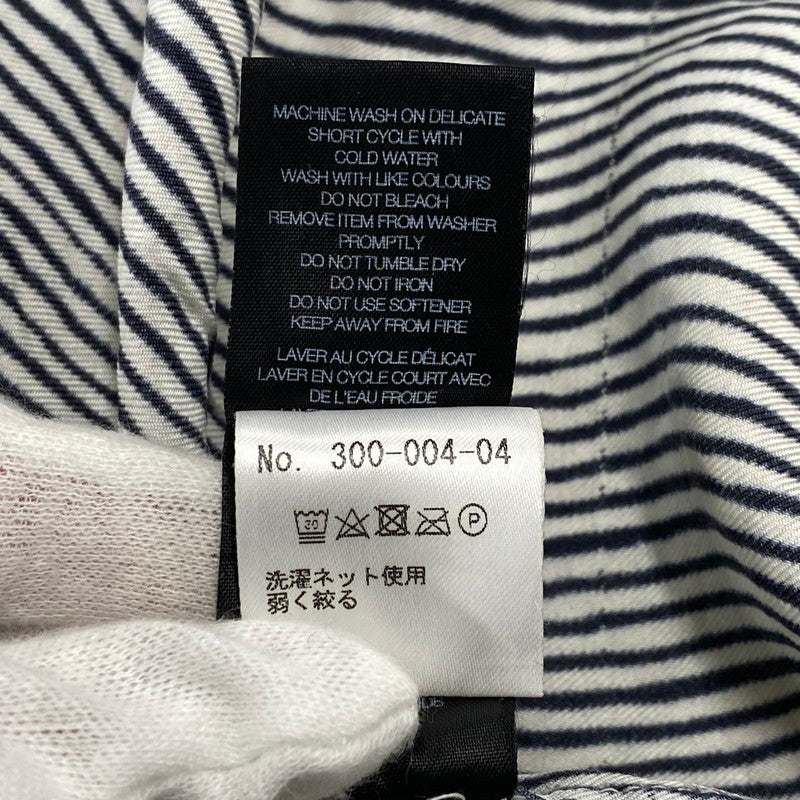 【中古品】【メンズ】 BANANATIME バナナタイム 300-004-04 SILK STRIPE NO COLLAR LS SHIRT シルク ストライプ ノーカラー ロングスリーブ シャツ トップス 長袖 140-260809-ya-06-izu サイズ：S カラー：ネイビー×ホワイト 万代Net店