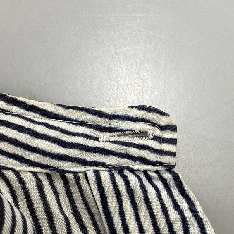 【中古品】【メンズ】 BANANATIME バナナタイム 300-004-04 SILK STRIPE NO COLLAR LS SHIRT シルク ストライプ ノーカラー ロングスリーブ シャツ トップス 長袖 140-260809-ya-06-izu サイズ：S カラー：ネイビー×ホワイト 万代Net店