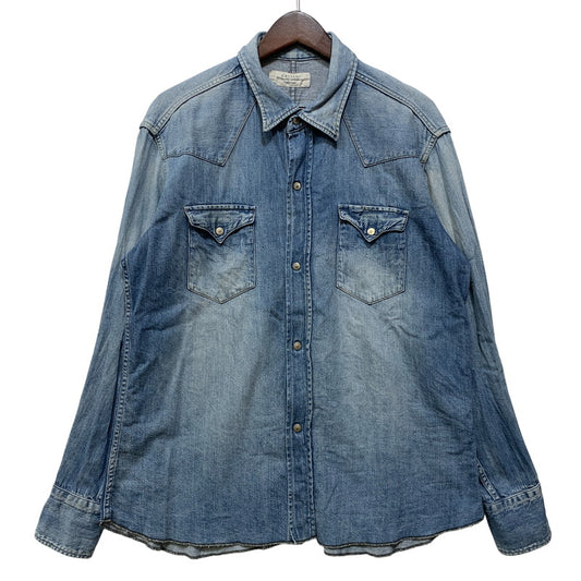 【中古品】【メンズ】 UNUSED アンユーズド DENIM WESTERN LS SHIRT デニム ウエスタン ロングスリーブ シャツ トップス 長袖 140-260807-cs-13-izu サイズ：2 カラー：ライトインディゴ 万代Net店