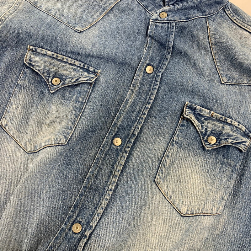 【中古品】【メンズ】 UNUSED アンユーズド DENIM WESTERN LS SHIRT デニム ウエスタン ロングスリーブ シャツ トップス 長袖 140-260807-cs-13-izu サイズ：2 カラー：ライトインディゴ 万代Net店