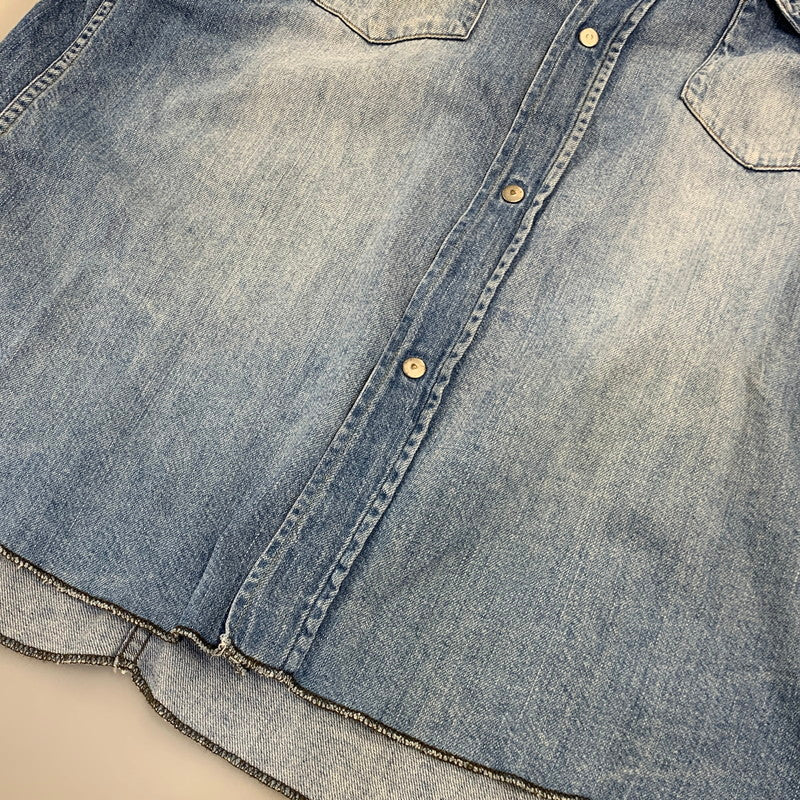 【中古品】【メンズ】 UNUSED アンユーズド DENIM WESTERN LS SHIRT デニム ウエスタン ロングスリーブ シャツ トップス 長袖 140-260807-cs-13-izu サイズ：2 カラー：ライトインディゴ 万代Net店