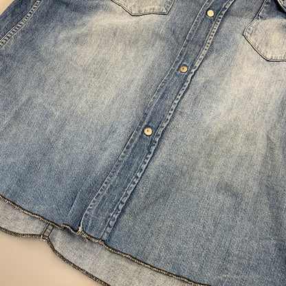 【中古品】【メンズ】 UNUSED アンユーズド DENIM WESTERN LS SHIRT デニム ウエスタン ロングスリーブ シャツ トップス 長袖 140-260807-cs-13-izu サイズ：2 カラー：ライトインディゴ 万代Net店