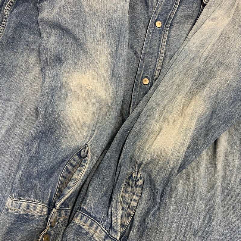 【中古品】【メンズ】 UNUSED アンユーズド DENIM WESTERN LS SHIRT デニム ウエスタン ロングスリーブ シャツ トップス 長袖 140-260807-cs-13-izu サイズ：2 カラー：ライトインディゴ 万代Net店