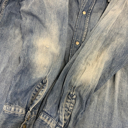 【中古品】【メンズ】 UNUSED アンユーズド DENIM WESTERN LS SHIRT デニム ウエスタン ロングスリーブ シャツ トップス 長袖 140-260807-cs-13-izu サイズ：2 カラー：ライトインディゴ 万代Net店