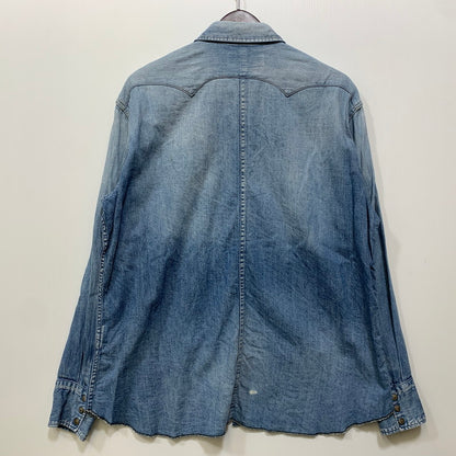 【中古品】【メンズ】 UNUSED アンユーズド DENIM WESTERN LS SHIRT デニム ウエスタン ロングスリーブ シャツ トップス 長袖 140-260807-cs-13-izu サイズ：2 カラー：ライトインディゴ 万代Net店