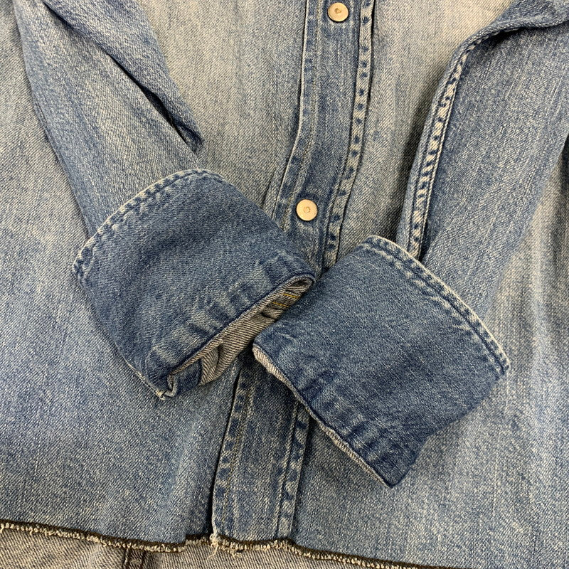 【中古品】【メンズ】 UNUSED アンユーズド DENIM WESTERN LS SHIRT デニム ウエスタン ロングスリーブ シャツ トップス 長袖 140-260807-cs-13-izu サイズ：2 カラー：ライトインディゴ 万代Net店