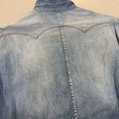 【中古品】【メンズ】 UNUSED アンユーズド DENIM WESTERN LS SHIRT デニム ウエスタン ロングスリーブ シャツ トップス 長袖 140-260807-cs-13-izu サイズ：2 カラー：ライトインディゴ 万代Net店