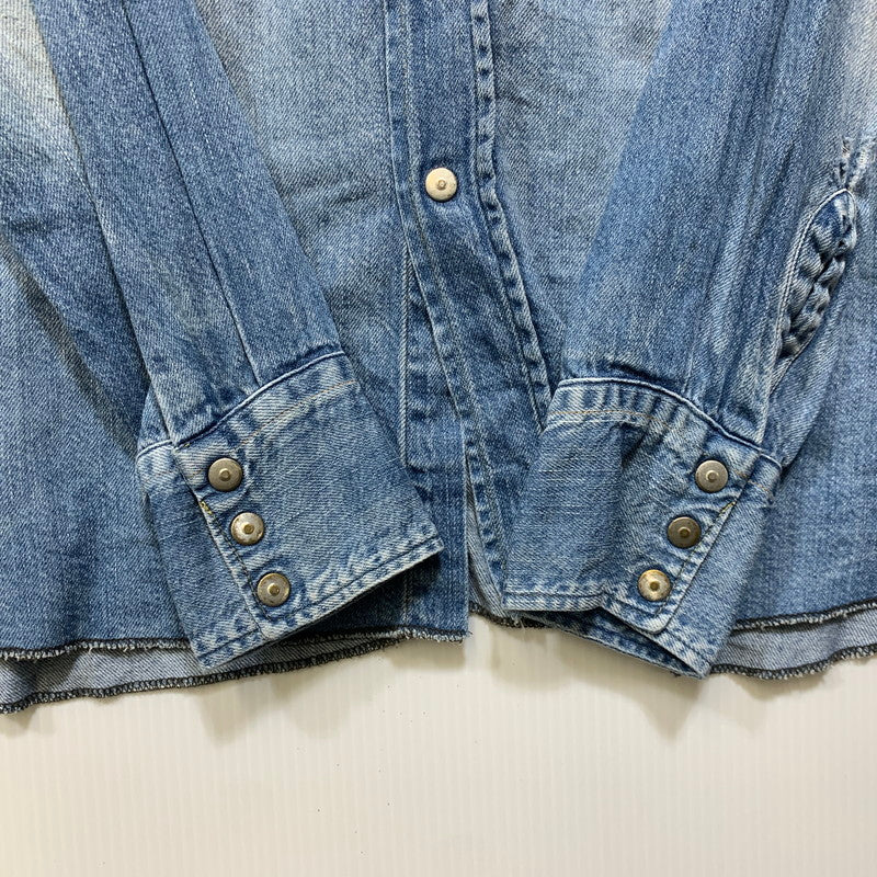 【中古品】【メンズ】 UNUSED アンユーズド DENIM WESTERN LS SHIRT デニム ウエスタン ロングスリーブ シャツ トップス 長袖 140-260807-cs-13-izu サイズ：2 カラー：ライトインディゴ 万代Net店