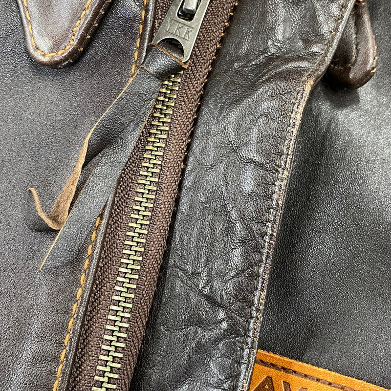 【中古品】【メンズ】 AVIREX アヴィレックス 6191052 A-2 SWEET DREAM LEATHER FLIGHT JACKET レザー フライト ジャケット 145-260804-yn-04-izu サイズ：XL カラー：ブラウン 万代Net店