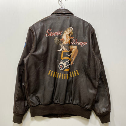 【中古品】【メンズ】 AVIREX アヴィレックス 6191052 A-2 SWEET DREAM LEATHER FLIGHT JACKET レザー フライト ジャケット 145-260804-yn-04-izu サイズ：XL カラー：ブラウン 万代Net店