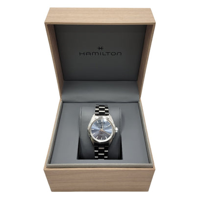【中古品】【メンズ/レディース】 HAMILTON H36105140 JAZZMASTER ジャズマスター PERFORMER AUTO パフォーマー オート BLUE DIAL ブルー ダイアル 裏スケルトン 34MM AUTOMATIC WATCH オートマチック ウォッチ 195-260807-cs-18-izu カラー：シルバー×ライトブルー 万代Net店