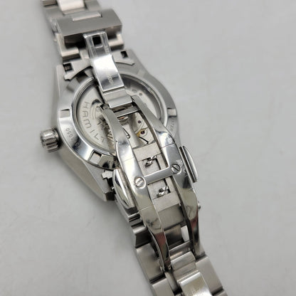 【中古品】【メンズ/レディース】 HAMILTON H36105140 JAZZMASTER ジャズマスター PERFORMER AUTO パフォーマー オート BLUE DIAL ブルー ダイアル 裏スケルトン 34MM AUTOMATIC WATCH オートマチック ウォッチ 195-260807-cs-18-izu カラー：シルバー×ライトブルー 万代Net店