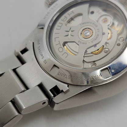 【中古品】【メンズ/レディース】 HAMILTON H36105140 JAZZMASTER ジャズマスター PERFORMER AUTO パフォーマー オート BLUE DIAL ブルー ダイアル 裏スケルトン 34MM AUTOMATIC WATCH オートマチック ウォッチ 195-260807-cs-18-izu カラー：シルバー×ライトブルー 万代Net店