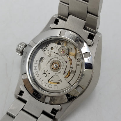 【中古品】【メンズ/レディース】 HAMILTON H36105140 JAZZMASTER ジャズマスター PERFORMER AUTO パフォーマー オート BLUE DIAL ブルー ダイアル 裏スケルトン 34MM AUTOMATIC WATCH オートマチック ウォッチ 195-260807-cs-18-izu カラー：シルバー×ライトブルー 万代Net店