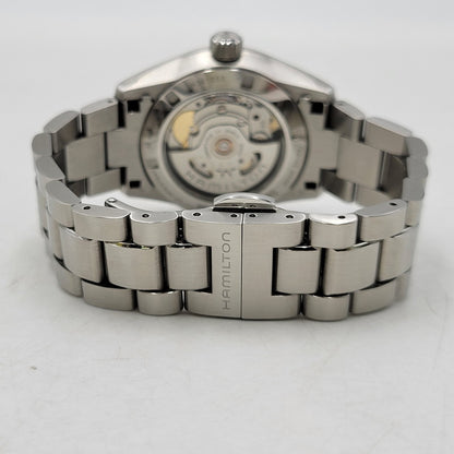 【中古品】【メンズ/レディース】 HAMILTON H36105140 JAZZMASTER ジャズマスター PERFORMER AUTO パフォーマー オート BLUE DIAL ブルー ダイアル 裏スケルトン 34MM AUTOMATIC WATCH オートマチック ウォッチ 195-260807-cs-18-izu カラー：シルバー×ライトブルー 万代Net店