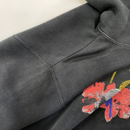 【現状渡し品】【メンズ】 OLD STUSSY オールド ステューシー USA製 紺タグ 90’S SKULL FLOUR GRAPHIC SWEAT HOODIE スカルフラワー グラフィック スウェット フーディー 142-260804-yn-05-izu サイズ：L カラー：ブラック 万代Net店